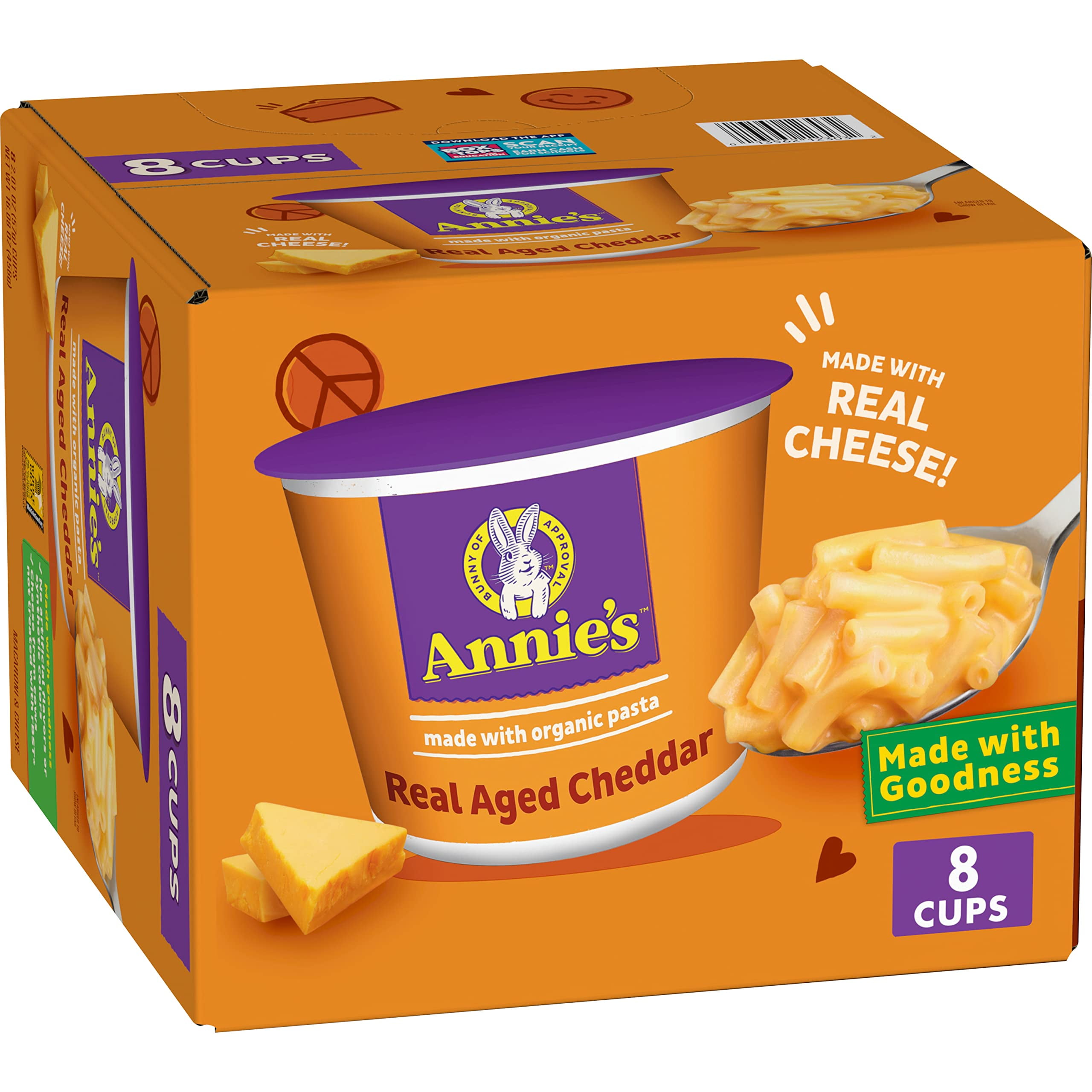 Annie's Real Aged Cheddar Microwave Mac & Cheese with Organic Pasta, 8 Ct, 2.01 OZ CupsTA1