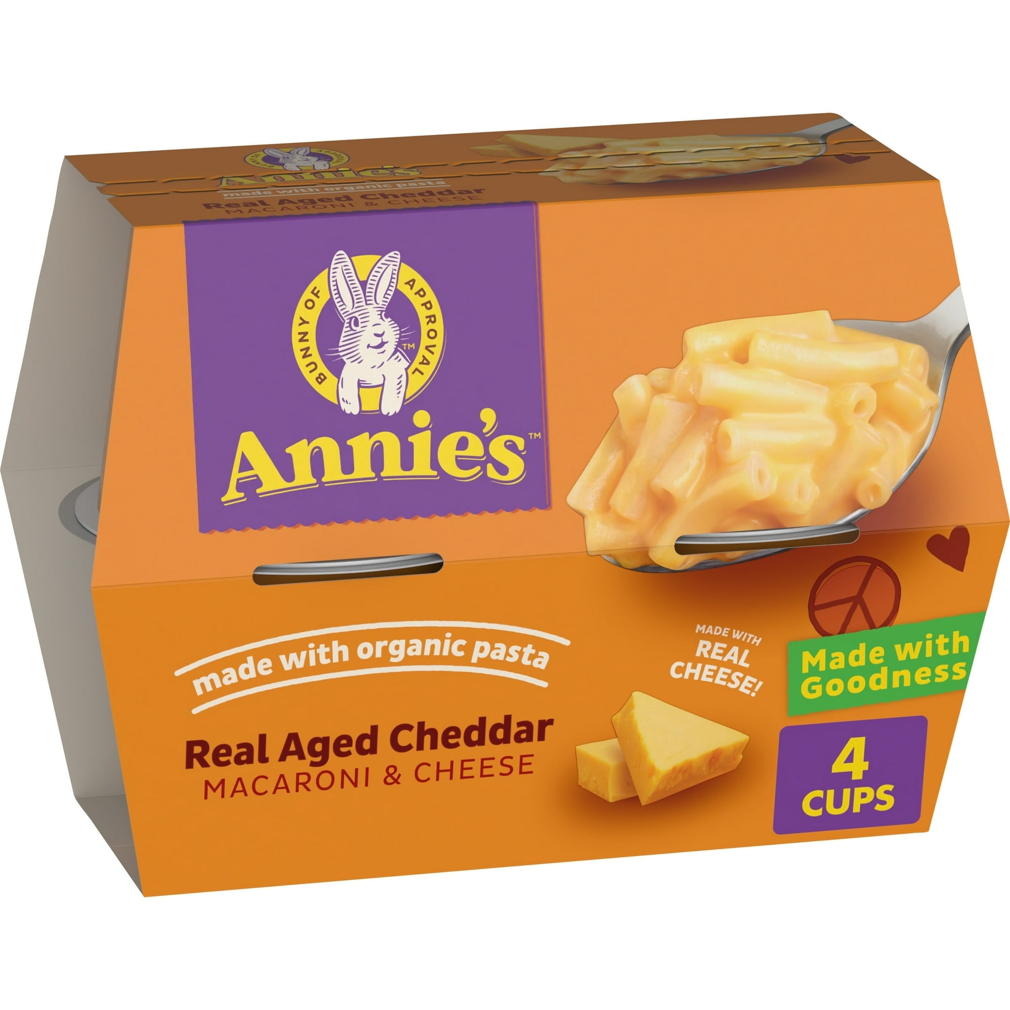 Annie's Real Aged Cheddar Microwave Mac and Cheese with Organic Pasta, 4 Cups, 8.04 oz ( 3 Pack )