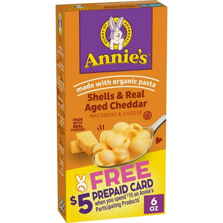 Annie's Real Aged Cheddar Shells Macaroni & Cheese Dinner with Organic Pasta, 6 OZ