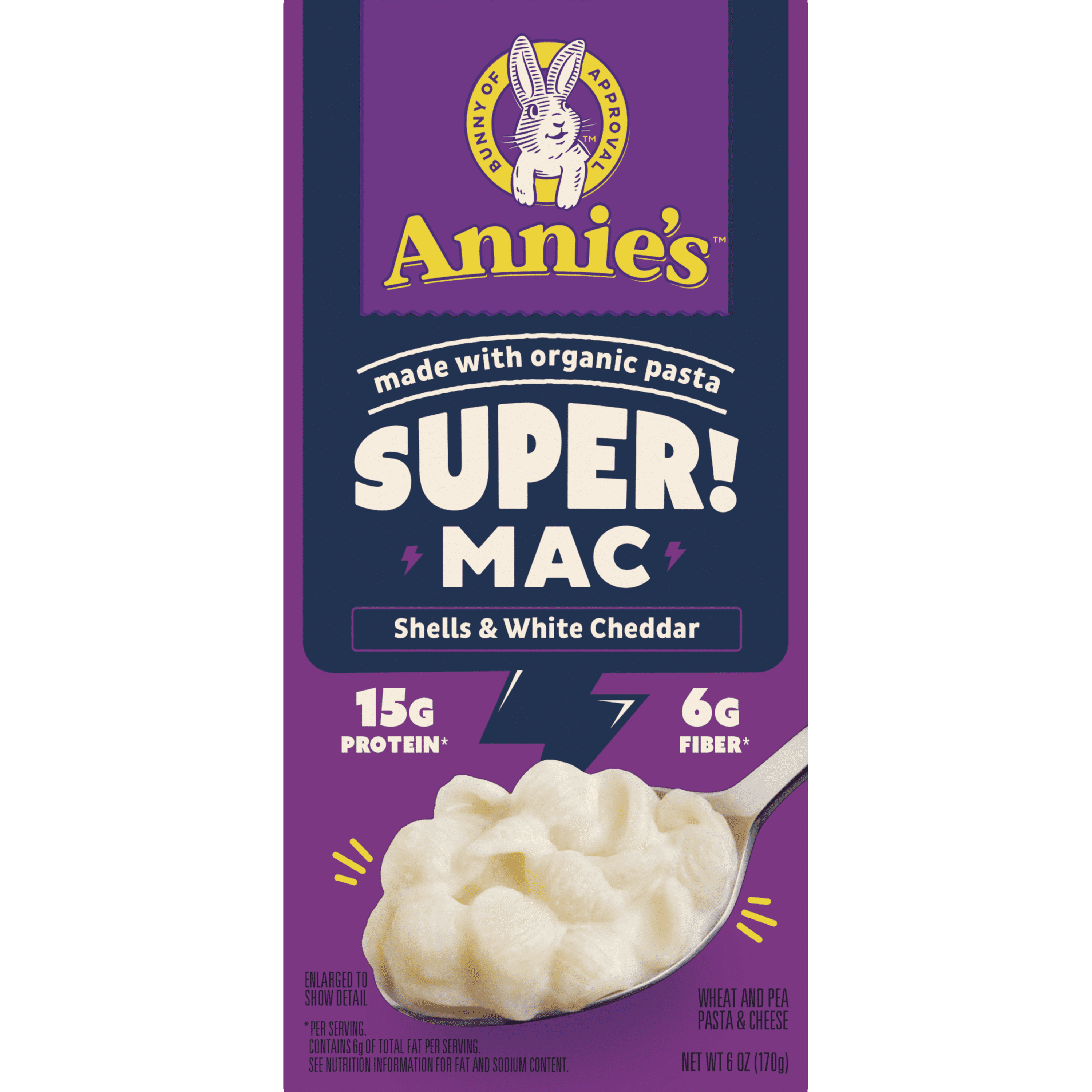 6 pack) Annie's SUPER! MAC Shells & White Cheddar Macaroni & Cheese Made  with Organic Pasta 