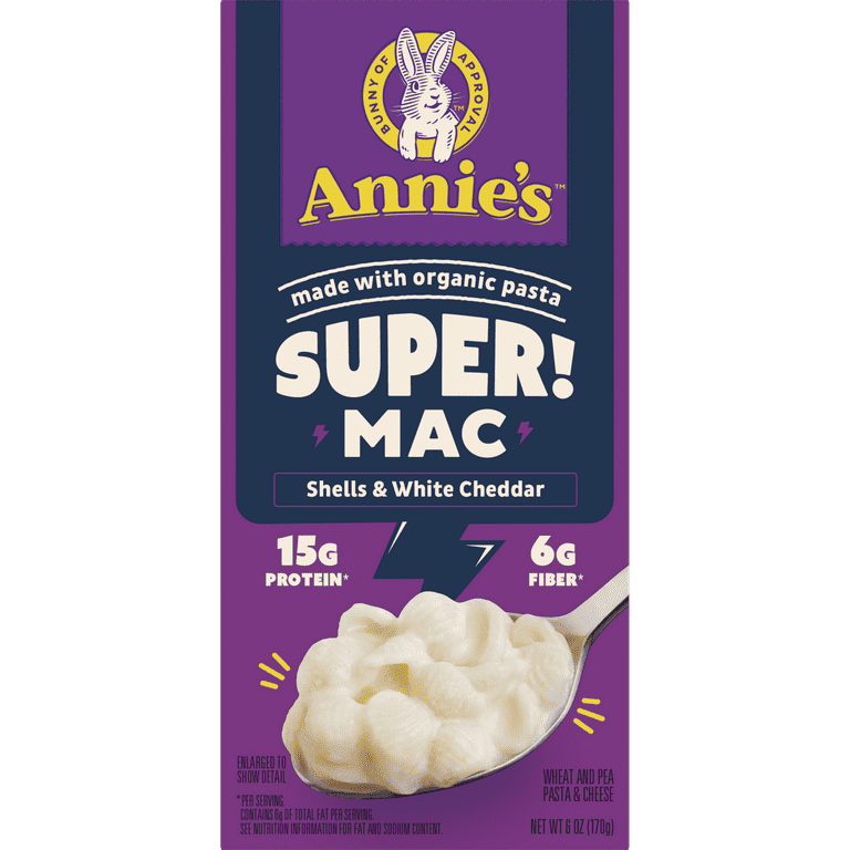 (6 pack) Annie's SUPER! MAC Shells & White Cheddar Macaroni & Cheese Made  with Organic Pasta