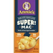 (12 pack) Annie's Super! Mac, Protein Macaroni And Cheese Dinner, Shells & Real Aged Cheddar, 6 oz.