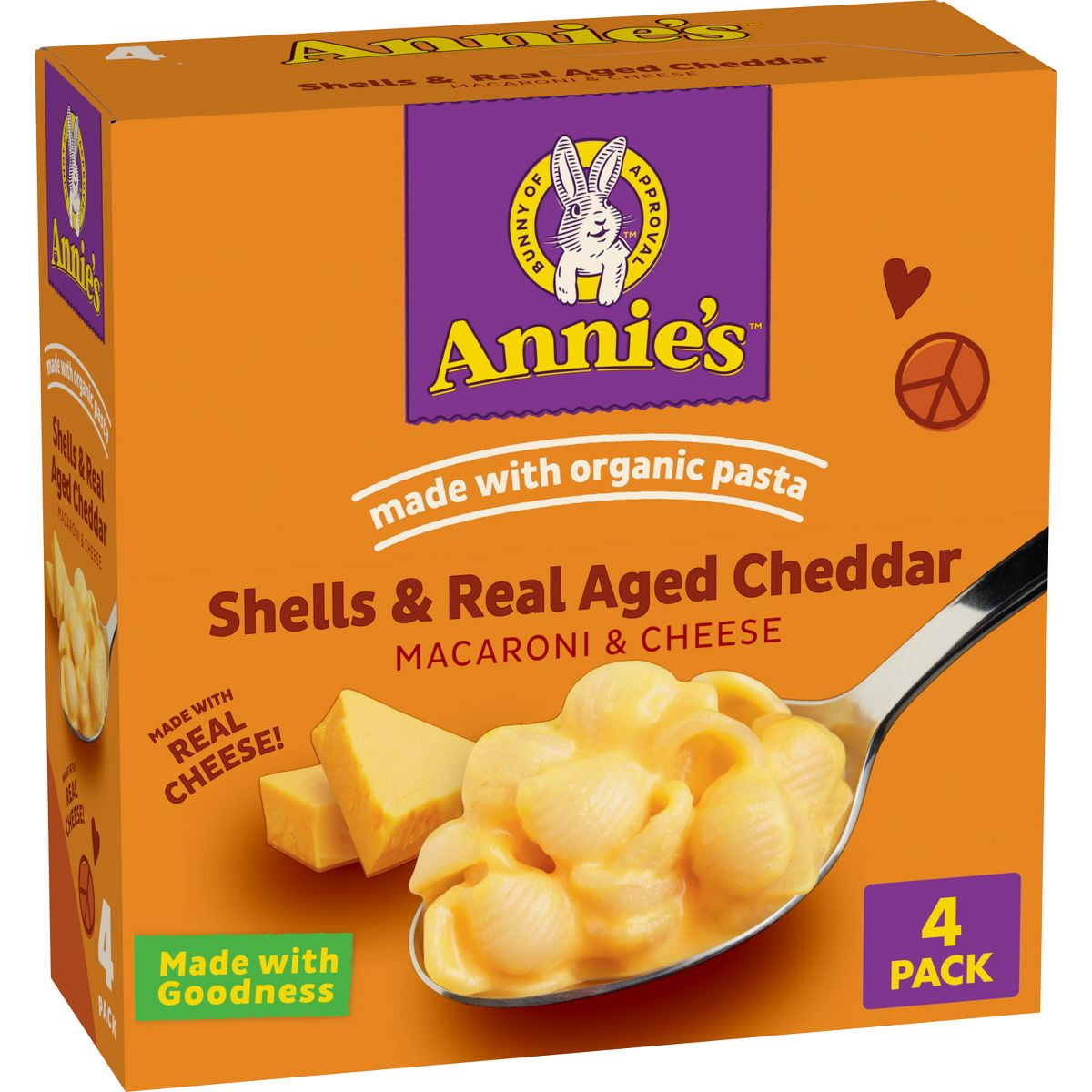 Annie's Shells Real Aged Cheddar Mac and Cheese - 4pk / 24oz - Pack of 2