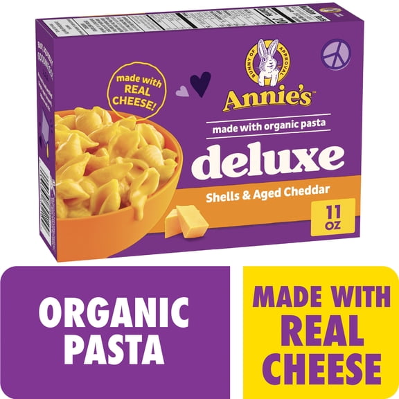 Annie's Deluxe Shells and Aged Cheddar, Pasta and Cheese Sauce, Mac and Cheese, 11 oz