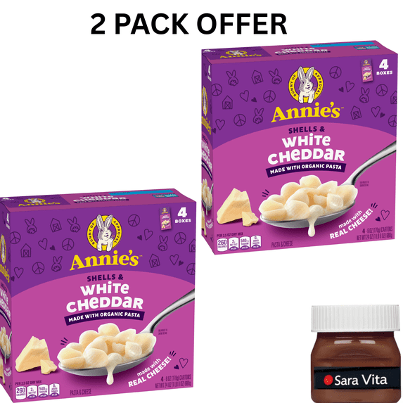 Annie's Shells and White Cheddar, Made with Organic Pasta and Real Cheese, 4 Count, 24 oz