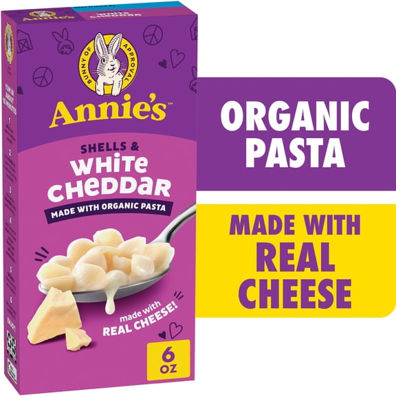 Annie's Shells and White Cheddar, Made with Organic Pasta and Real Cheese, 6 oz