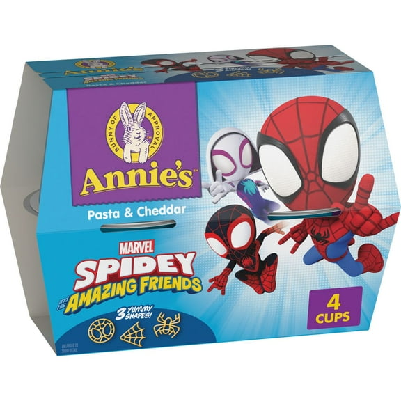 Annie's Spidey Shapes Cheddar Mac and Cheese Microwavable Cups - 8.04oz / 4pk - Pack of 2