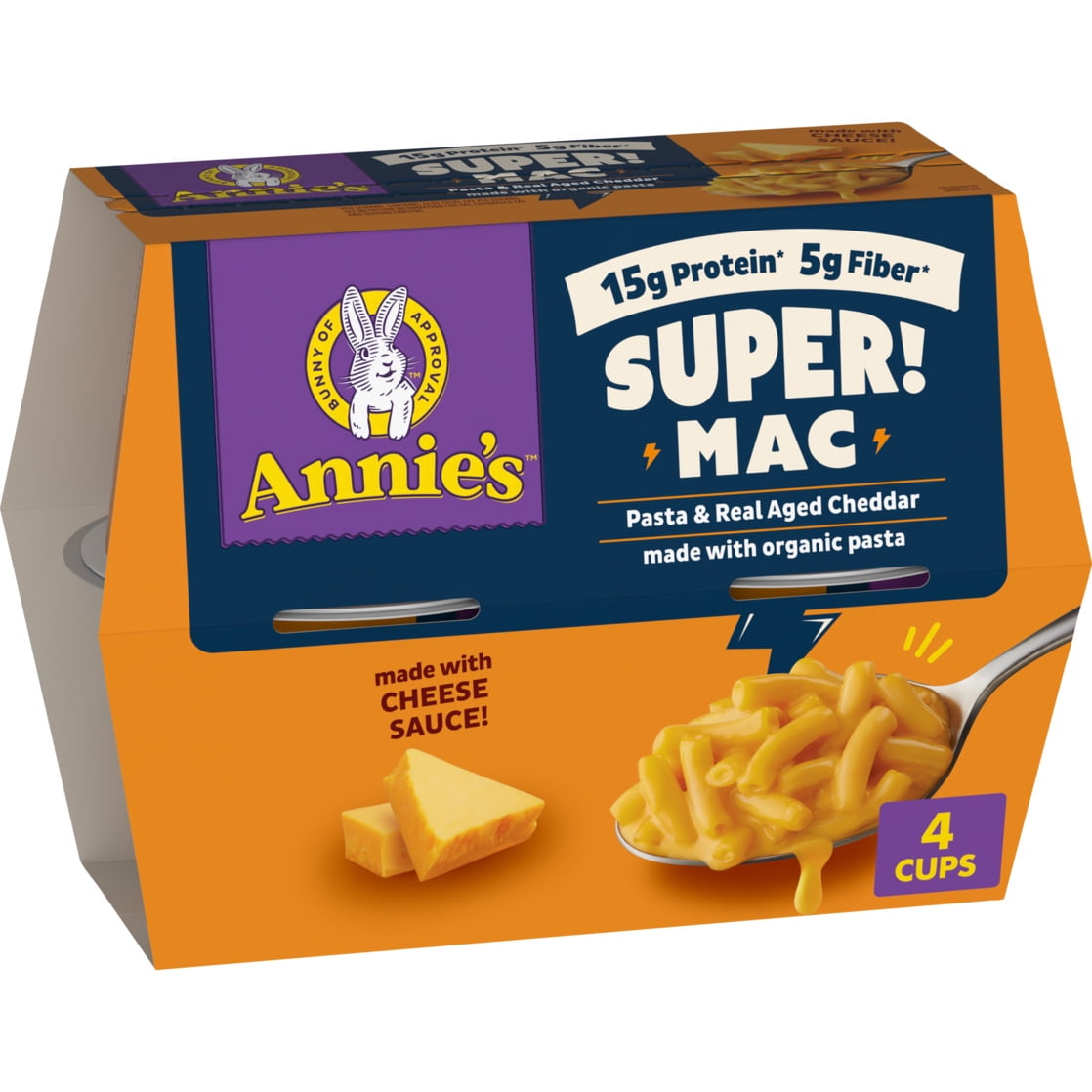 Annie's Super! Mac Microwave Pasta and Real Aged Cheddar Cups, 4