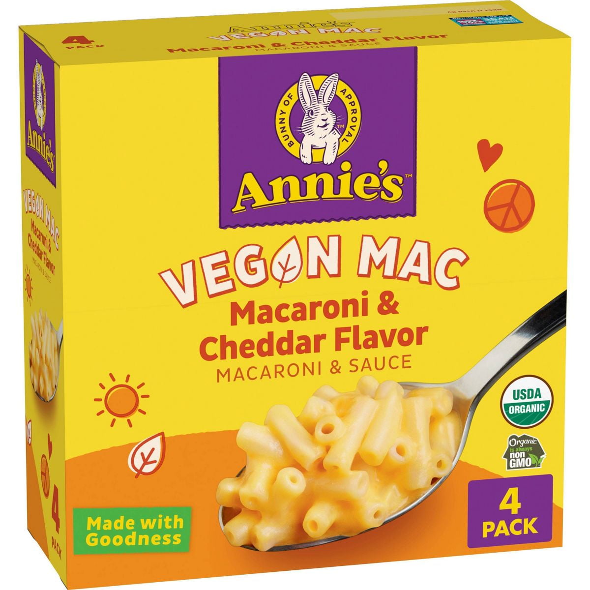 2X - Annie's Vegan Cheddar Flavor Mac and Cheese - 24oz/4ct