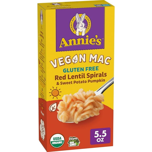 Annie's Vegan Mac, Red Lentil Spirals with Sweet Potato Pumpkin Sauce, Gluten Free Pasta and Sauce, 5.5 oz