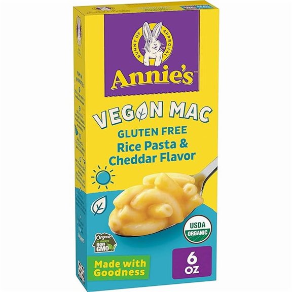Annies Vegan Mac Rice Pasta and Cheddar Flavor Dinner with Organic Gluten Free Pasta, 6 OZ