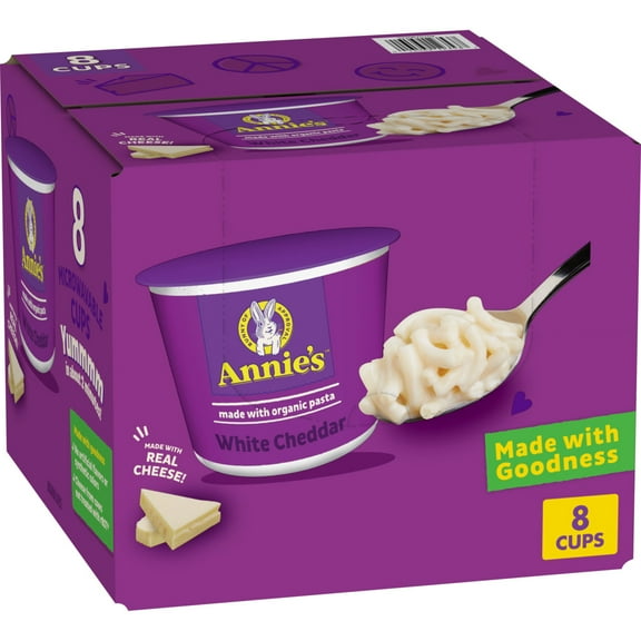 Annie's White Cheddar Cheese with Organic Macaroni, Microwavable Cups, 8 Count, 16.08 oz