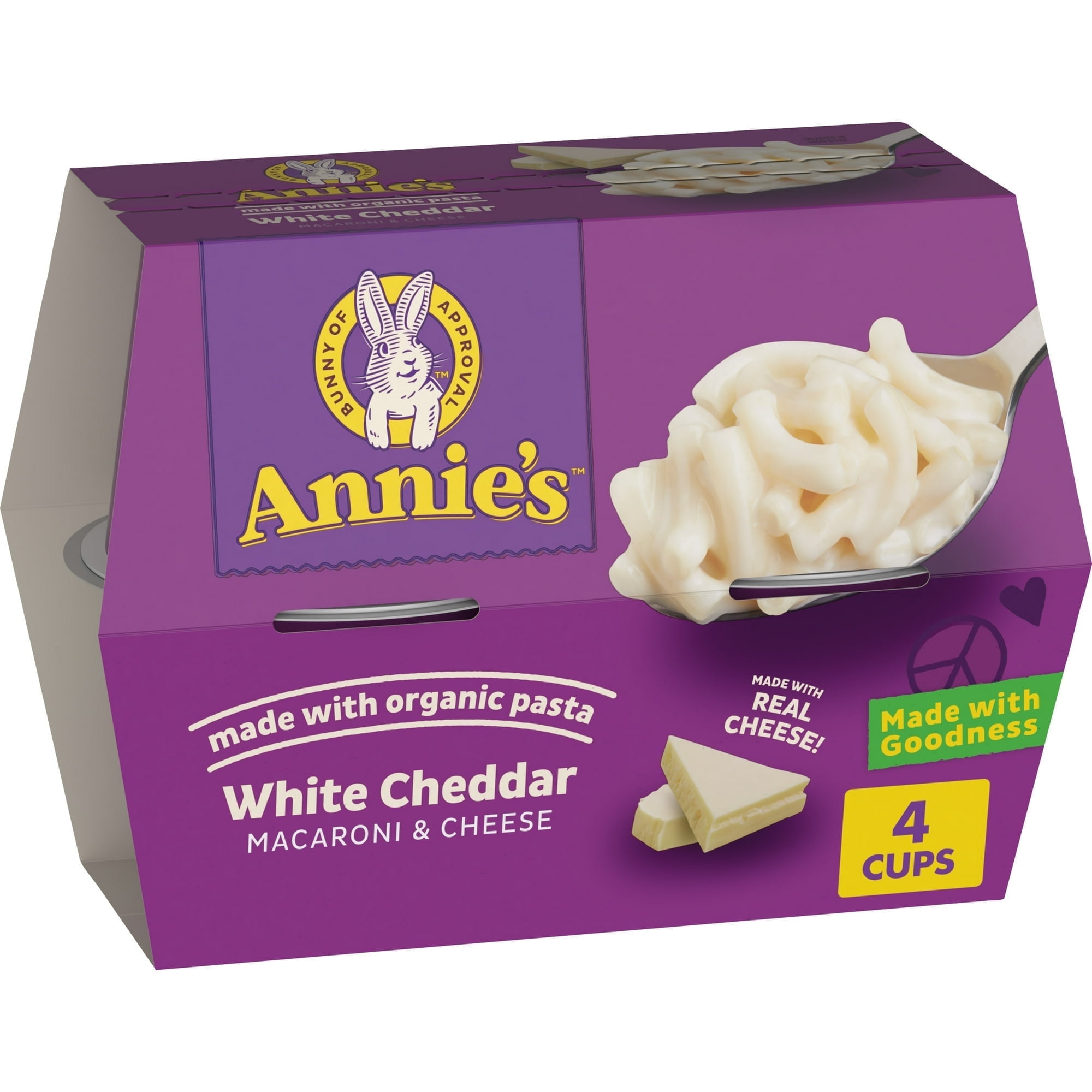 Annie's White Cheddar Microwave Mac and Cheese with Organic Pasta, 4 Cups, 8.04 oz ( 3 Pack )