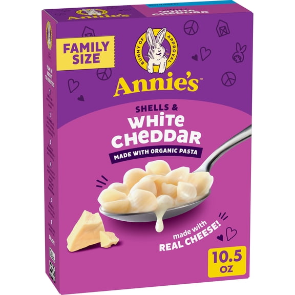 Annie's Shells and White Cheddar, Organic Pasta and Real Cheese, Family Size, 10.5 oz