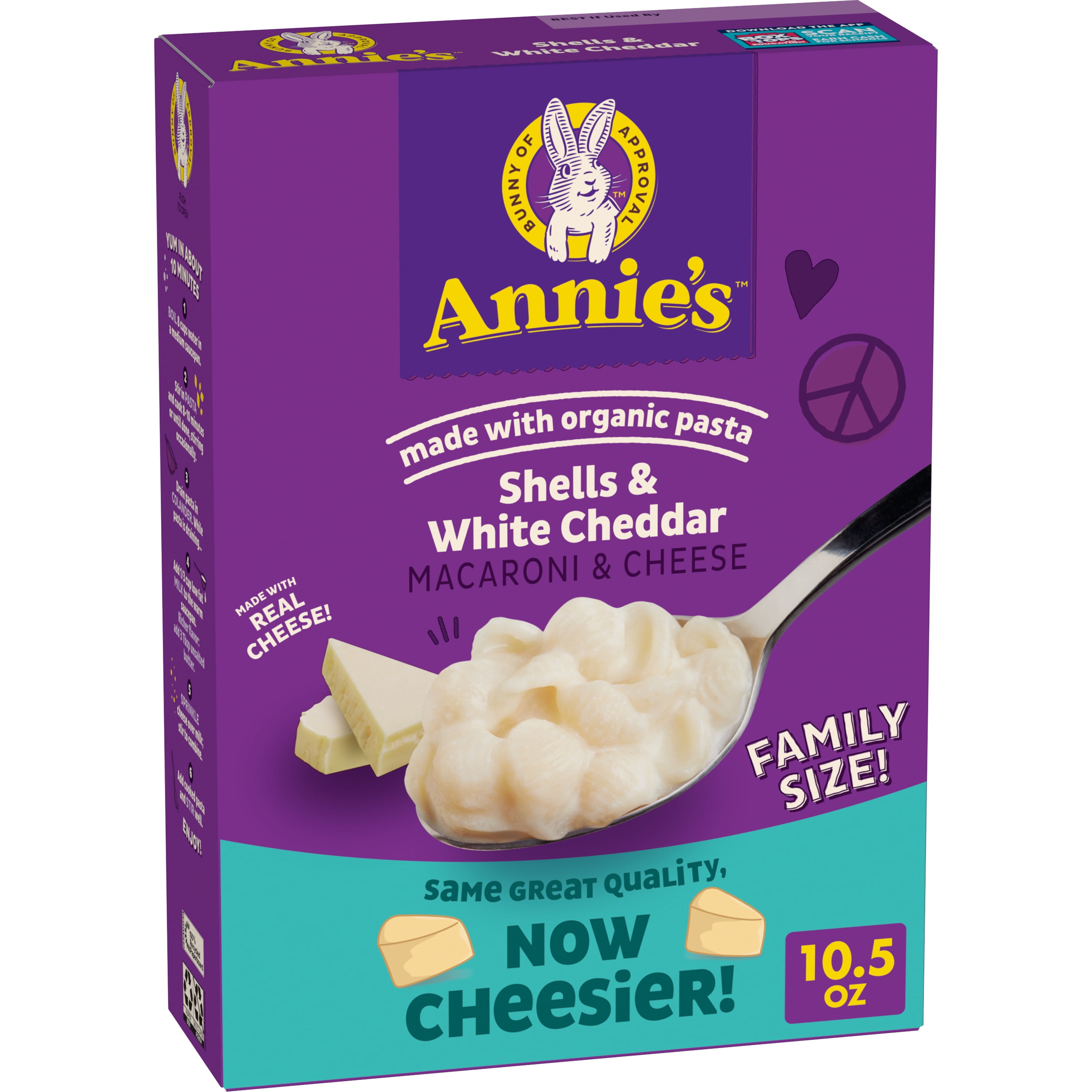 Annie’s White Cheddar Shells Macaroni & Cheese Dinner with Organic ...