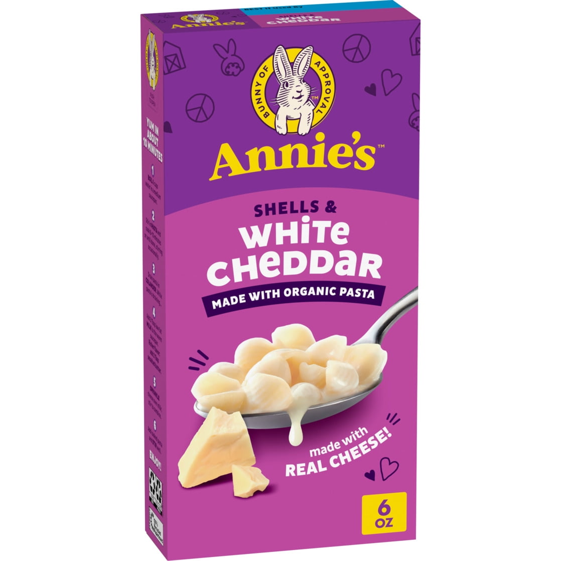 Annie's Shells and White Cheddar, Made with Organic Pasta and Real Cheese, 6 oz