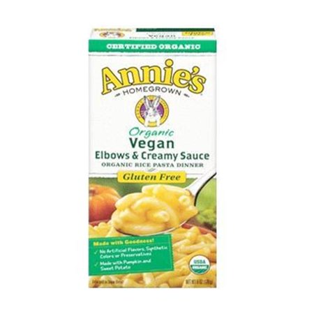 Annies 12 x 6 oz Homegrown Organic Vegan Elbows & Creamy Sauce