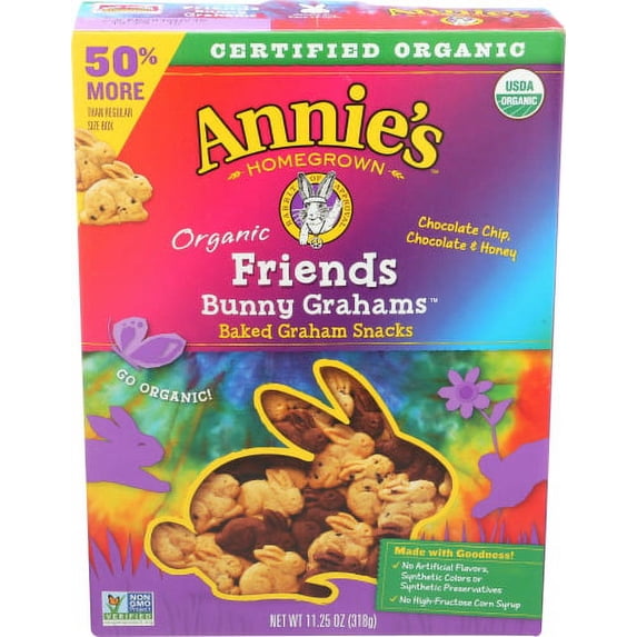 Annies Homegrown Organic Friends Bunny Grahams Snacks, 11.25 Ounce -- 6 per case.