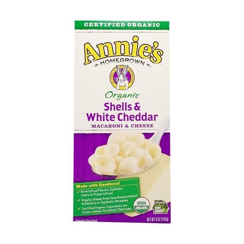 Annie's Homegrown Shells & White Cheddar Macaroni & Cheese – 6 Oz Box (Pack Of 12)