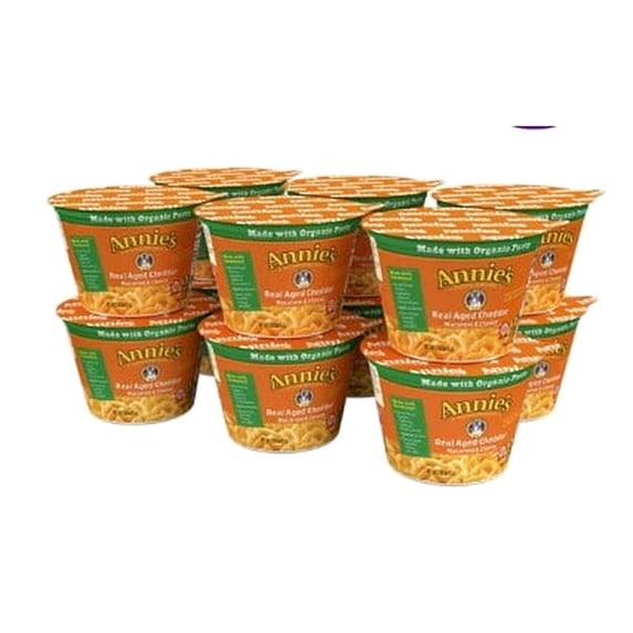 Annies Macaroni and Cheese, Microwave Cups, Pasta & Real Aged Cheddar Mac and Cheese, 2.01 oz Cup (Pack of 12)