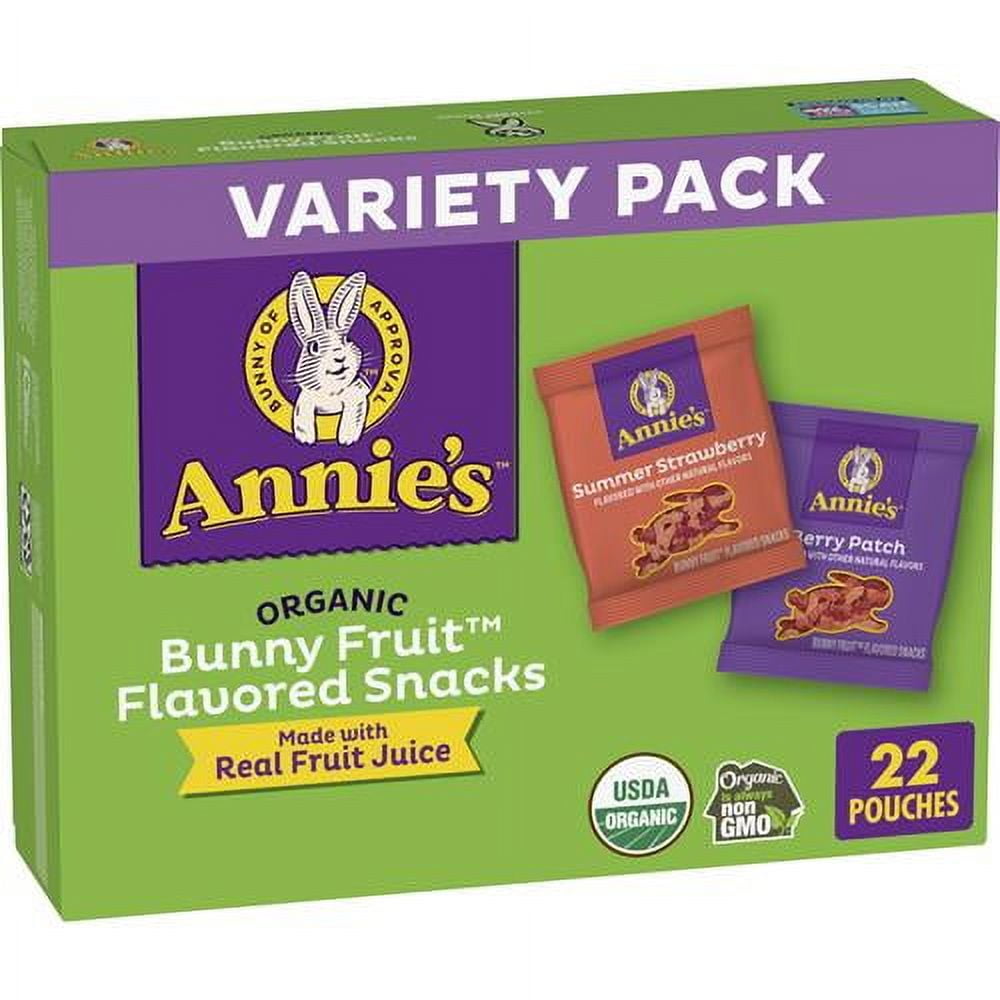 Annies Organic Bunny Fruit Flavored Snacks, Easter Basket Stuffers, Variety Pack, Gluten Free, 15.4 Oz, 22 Pouches - Pack of 2