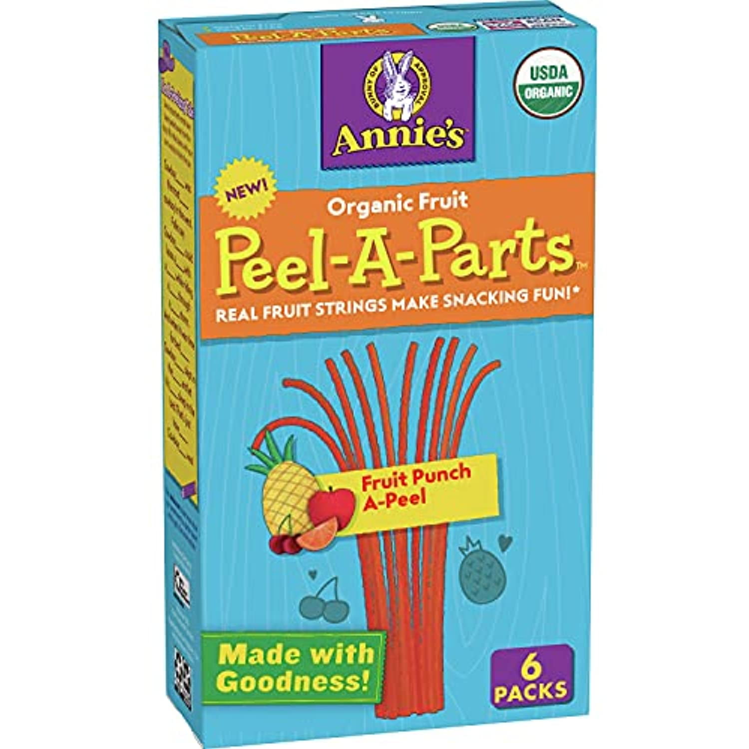 Annies Organic Fruit Peel-A-Parts Fruit Snacks, Fruit Punch, 6 Ct