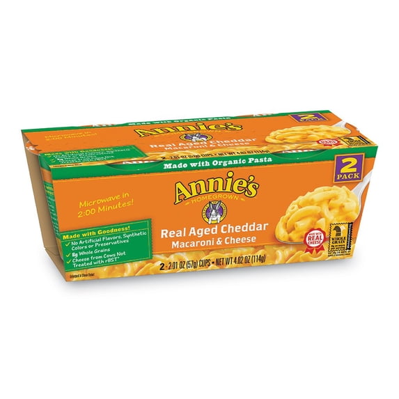 Annies Real Aged Cheddar Macaroni & Cheese, Microwavable Mac & Cheese, 4.02 oz