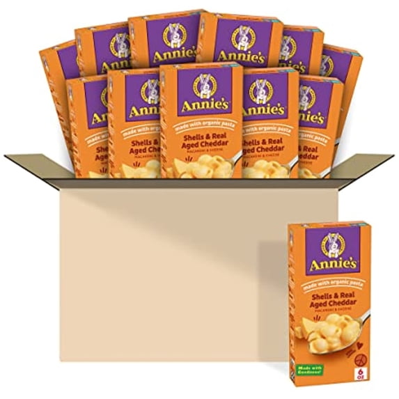 Annies Shells & Aged Cheddar Macaroni And Cheese, Mac And Cheese, 6 Oz (Pack Of 12)