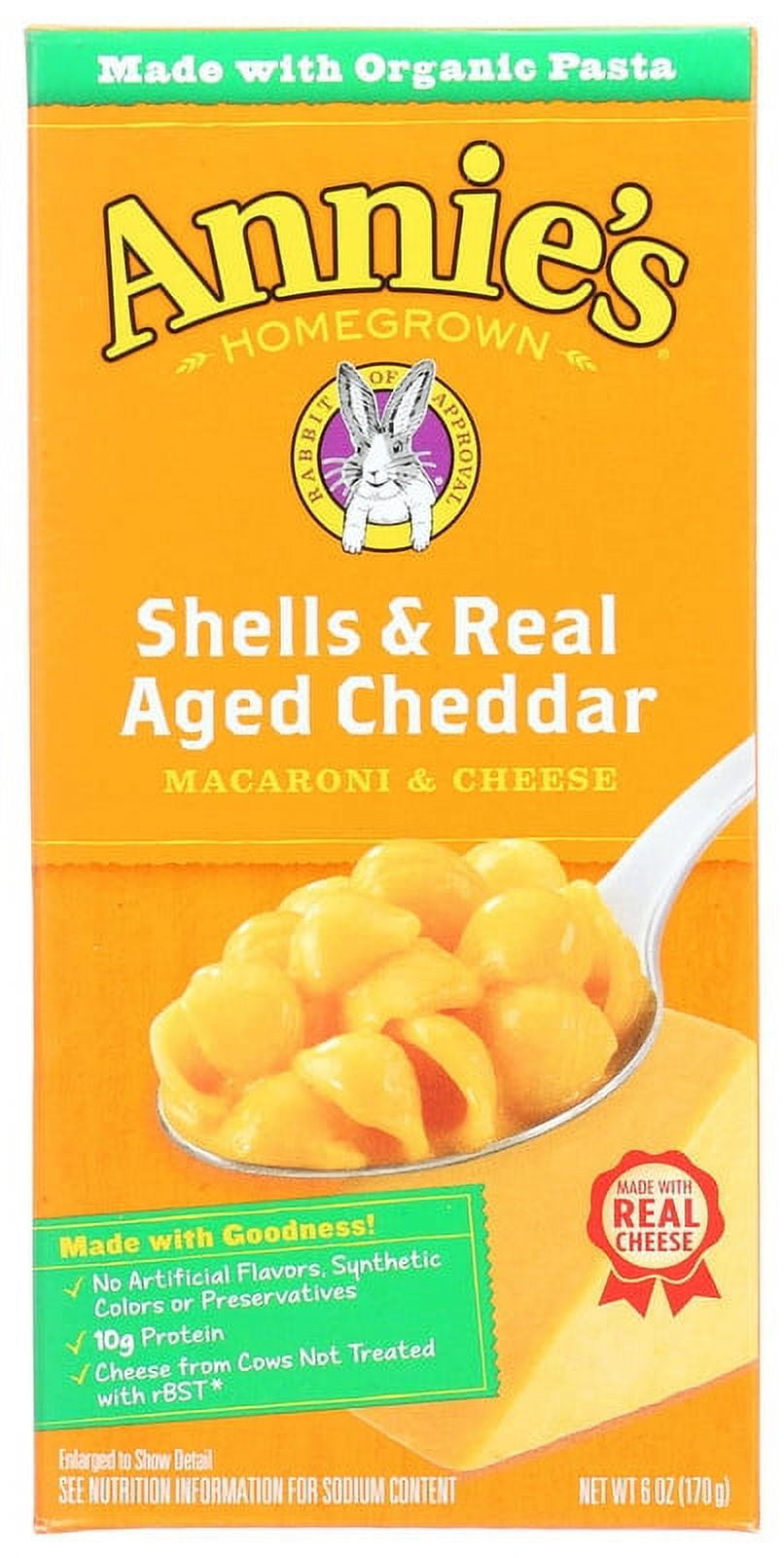 Annies Shells And Real Aged Cheddar Macaroni And Cheese, 6 Oz..