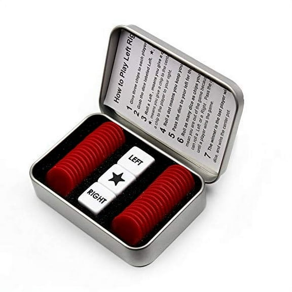 Annietfr Left Right Center Dice Game Set with 3 Dices + 36 Chips - (Red Chips)