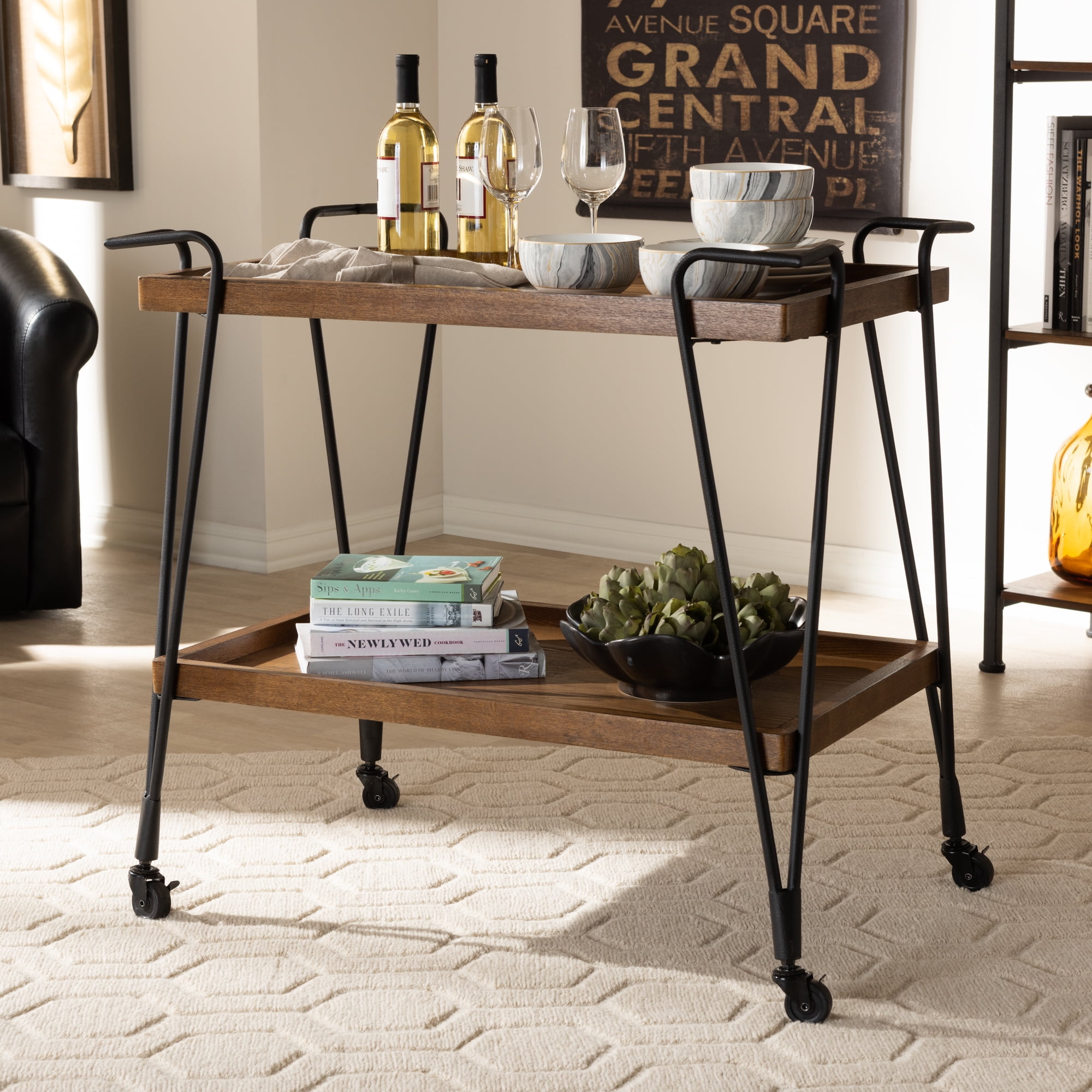 Annika Metal and Wood Bar Cart by River Street Designs