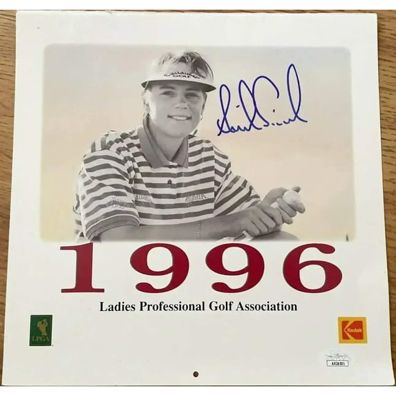 Annika Sorenstam autographed 1996 LPGA golf calendar back cover with full name signature JSA