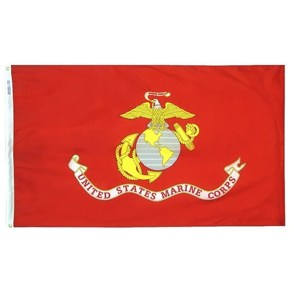 Annin FlagMakers U.S. Marine Corps Flag 3x5 ft. Nylon SolarGuard Nyl-Glo, Made to 100% Official Specifications, Officially Licensed Manufacturer.