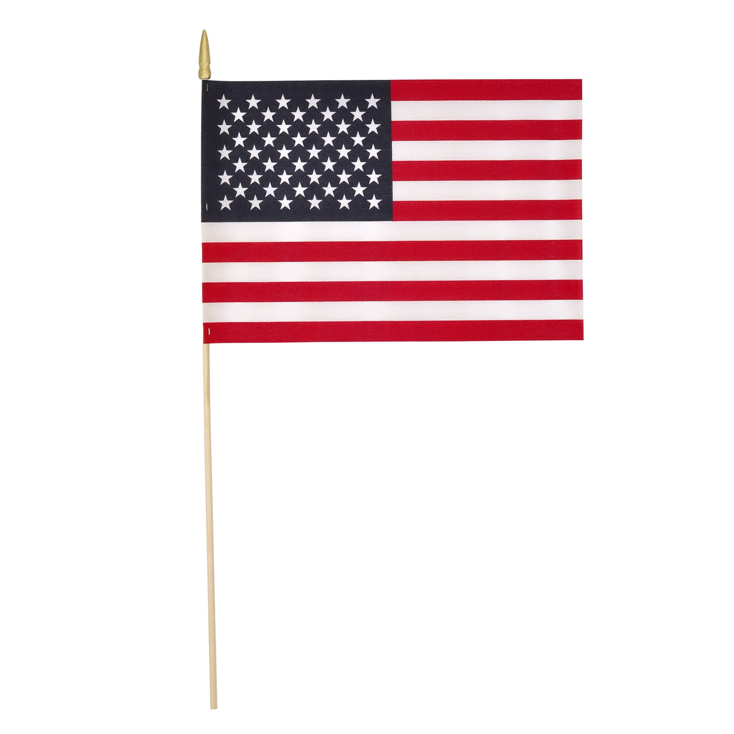 Annin Flagmakers 12"x18"Stick Flag Mounted on 30" Wood Staff with Spear Tip, Pack of 144 pieces