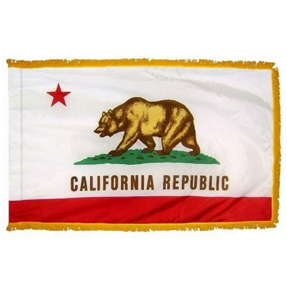 Annin Flagmakers 140490 3 ft. x 5 ft. Indoor and Parade Colonial Nyl-Glo California Flag with Fringe