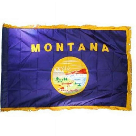 Annin Flagmakers 143190 3 ft. x 5 ft. Indoor and Parade Colonial Nyl-Glo Montana Flag with Fringe