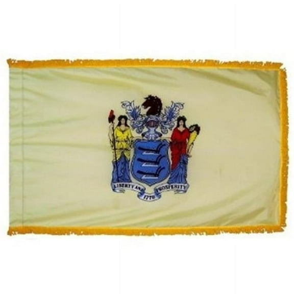 Annin Flagmakers 143690 3 ft. x 5 ft. Indoor and Parade Colonial Nyl-Glo New Jersey Flag with Fringe