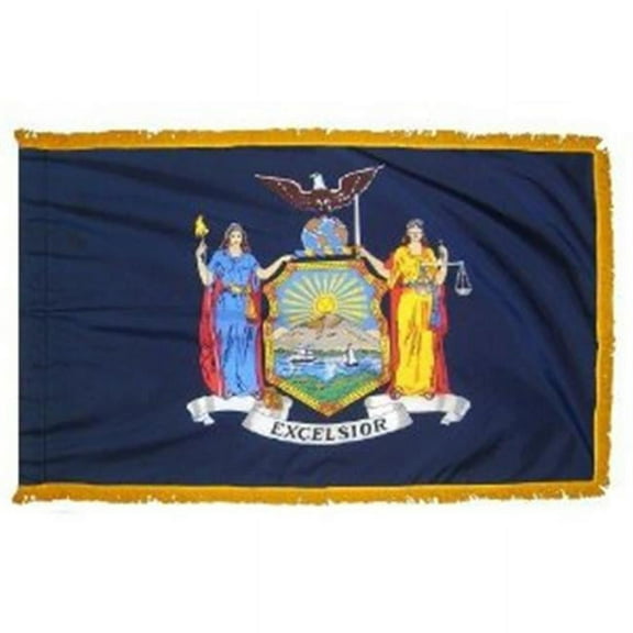 Annin Flagmakers 143890 3 ft. x 5 ft. Indoor and Parade Colonial Nyl-Glo New York Flag with Fringe