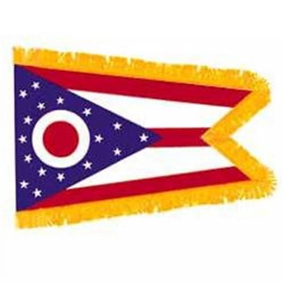 Annin Flagmakers 144290 3 ft. x 5 ft. Indoor and Parade Colonial Nyl-Glo Ohio Flag with Fringe