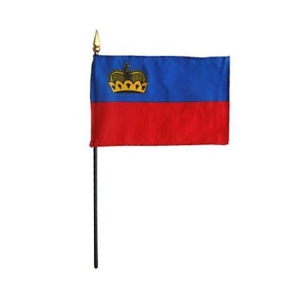 Annin Flagmakers 213857 4 x 6 in. Eb Liechtenstein With Crown Mounted - 12 Pack