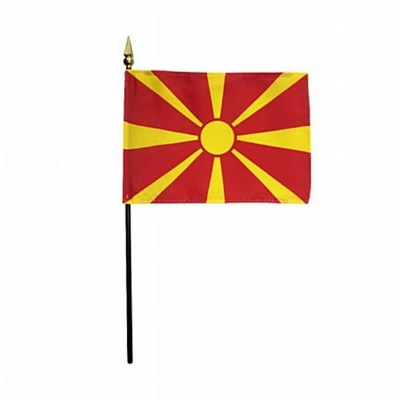 Annin Flagmakers 213940 4 x 6 in. Eb Macedonia Mounted - 12 Pack