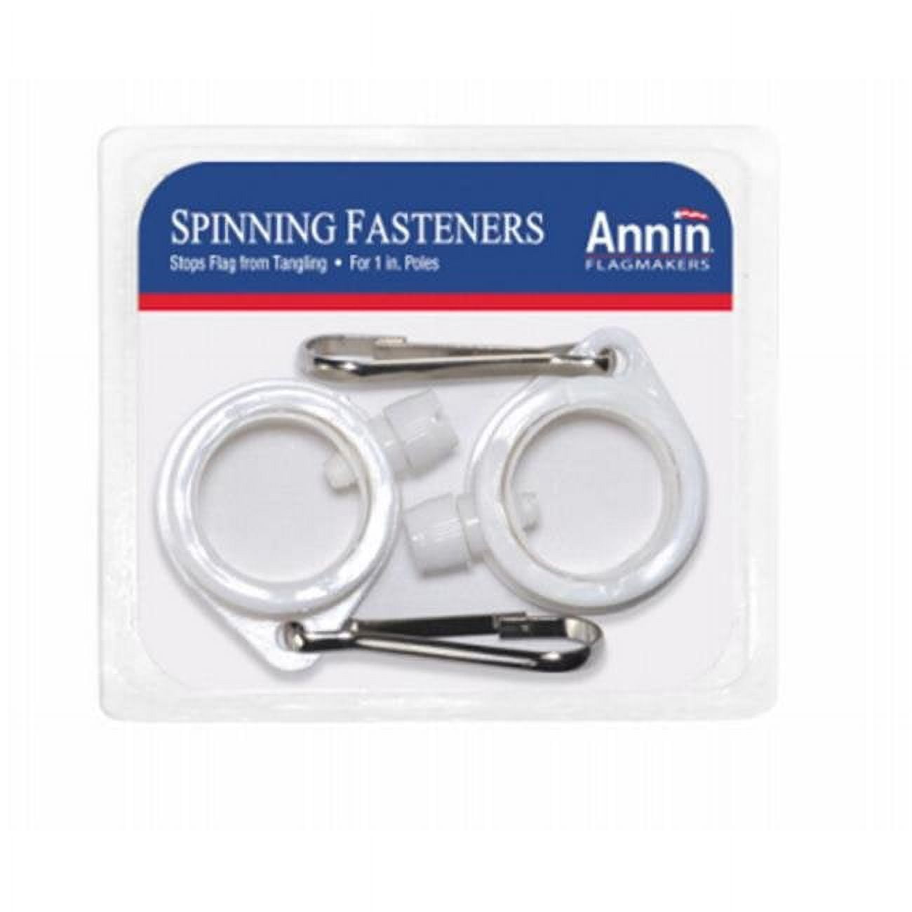 White and Silver Rotating Flag Pole Rings, 1.25", 2-Pack