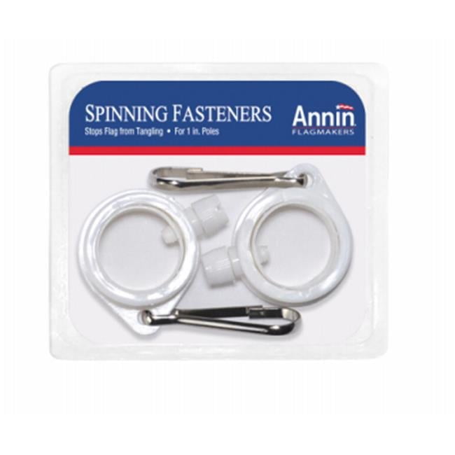 White and Silver Rotating Flag Pole Rings, 1.25", 2-Pack