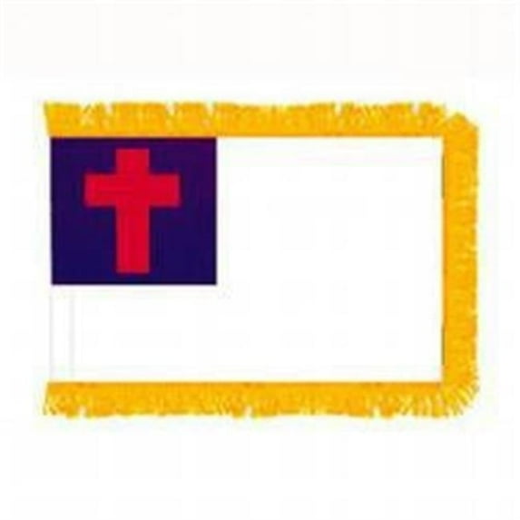 Annin Flagmakers 4 ft. X 6 ft. Colonial Nyl-Glo Christian Flag with Fringe