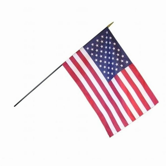 Annin Flagmakers 42600 12 Pack 4 in. X 6 in. U.S. Flag Mounted on a .19 in. X 10 in. Back Staff with Gold Spear Tip
