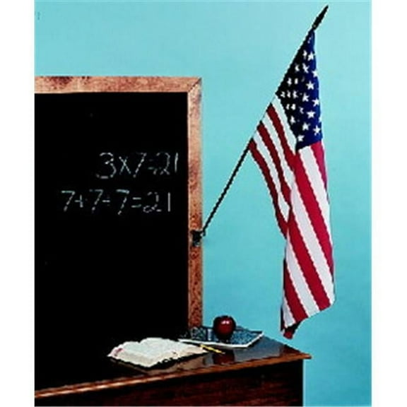 Annin Flagmakers 42900 U.S. Flag Mounted on a .38 in. x 36 in. Black staff Gold Spear Tip 16 in. X 24 in. Case of 12 flags.