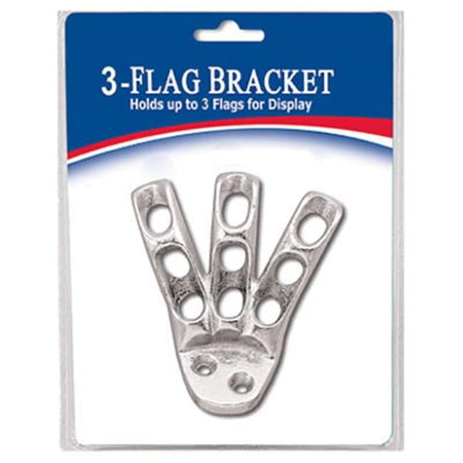 Silver Cast Aluminum 3-Flag Display Bracket