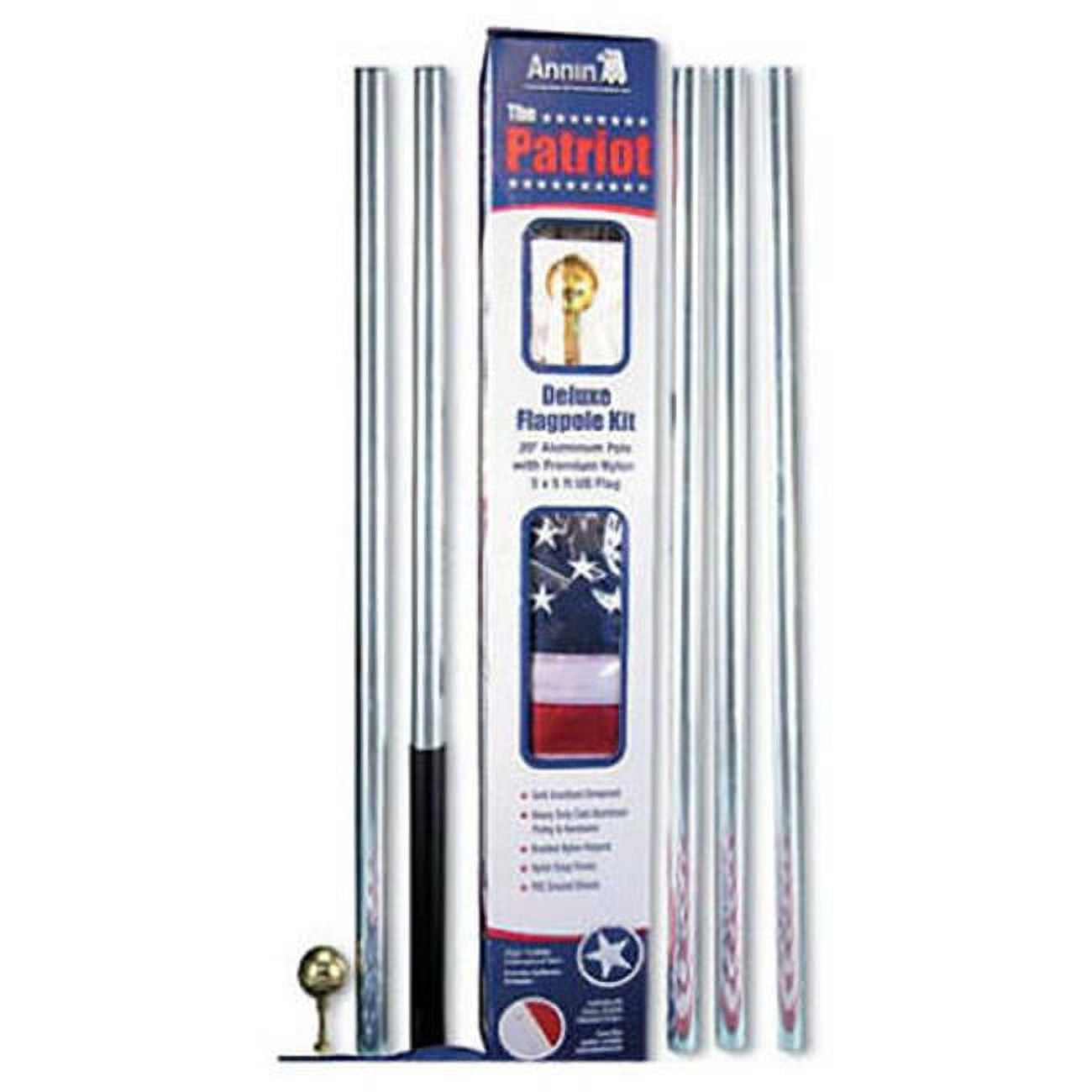 Patriot 20 ft. Silver Aluminum Flag Pole Kit with Gold Ball