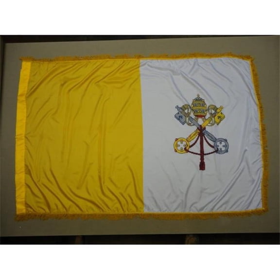 Annin Flagmakers 93700 3 ft. x 5 ft. Indoor and Parade Colonial Nyl-Glo Papal Flag with Fringe