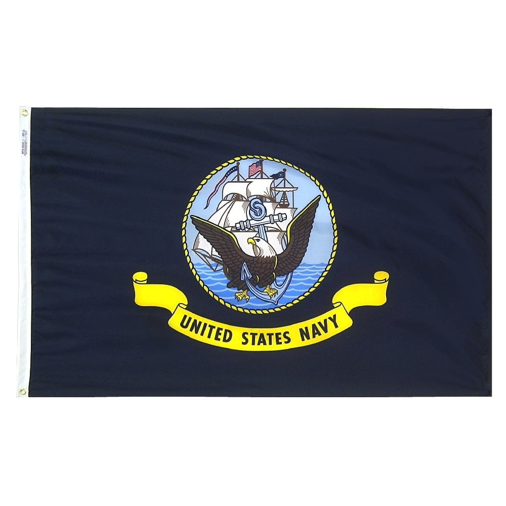 Annin Flagmakers U.S. Navy Military Flag 3x5 ft. Nylon SolarGuard Nyl-Glo Made to 100% Official Specifications, Officially Licensed Manufacturer.
